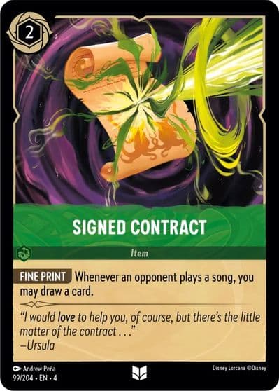 Signed Contract Ursula's Return Lorcana card