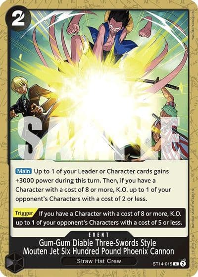 Gum Gum Diable Three Swords Style Mouten Jet Six Hundred Pound Phoenix Cannon Starter Deck 14: 3D2Y One Piece card