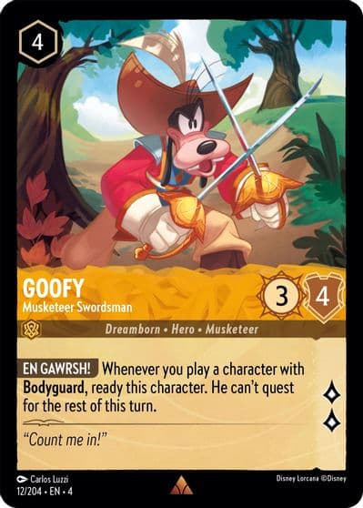Goofy Musketeer Swordsman Ursula's Return Lorcana card