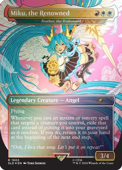 Miku the Renowned Feather the Redeemed Rainbow Foil Secret Lair Drop Series Magic card