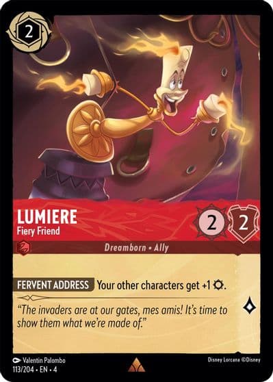 Lumiere Fiery Friend Ursula's Return Lorcana card