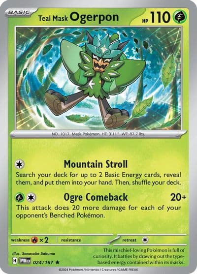 Teal Mask Ogerpon SV06: Twilight Masquerade Pokemon card