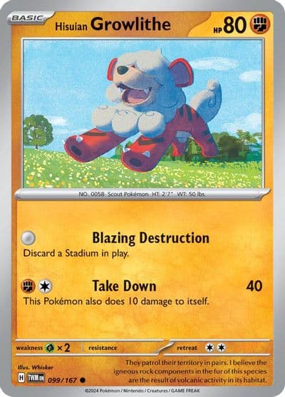 Hisuian Growlithe SV06: Twilight Masquerade Pokemon card