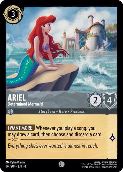 Ariel Determined Mermaid Ursula's Return Lorcana card