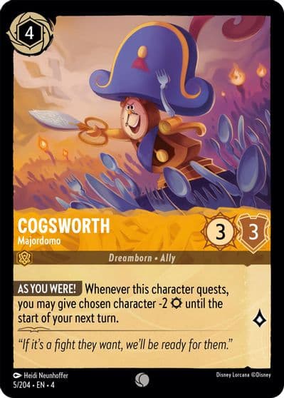 Cogsworth Majordomo Ursula's Return Lorcana card