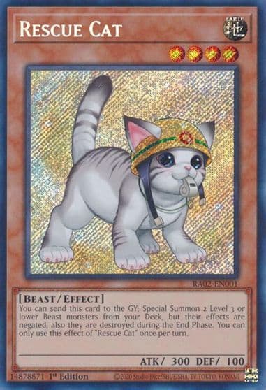 Rescue Cat Alternate Art Secret Rare 25th Anniversary Rarity Collection II Yu-Gi-Oh! card
