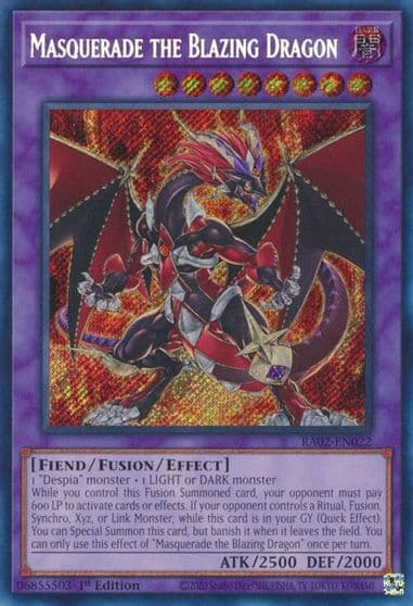 Masquerade the Blazing Dragon Secret Rare 25th Anniversary Rarity Collection II Yu-Gi-Oh! card