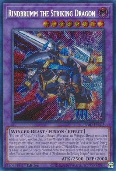Rindbrumm the Striking Dragon Secret Rare 25th Anniversary Rarity Collection II Yu-Gi-Oh! card