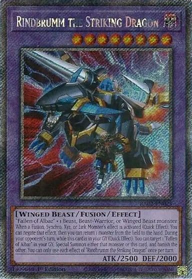 Rindbrumm the Striking Dragon Platinum Secret Rare 25th Anniversary Rarity Collection II Yu-Gi-Oh! card