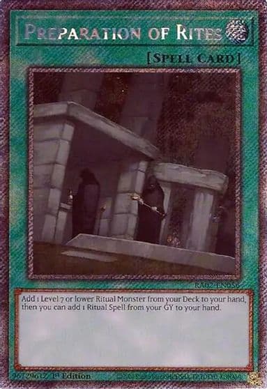 Preparation of Rites Platinum Secret Rare 25th Anniversary Rarity Collection II Yu-Gi-Oh! card