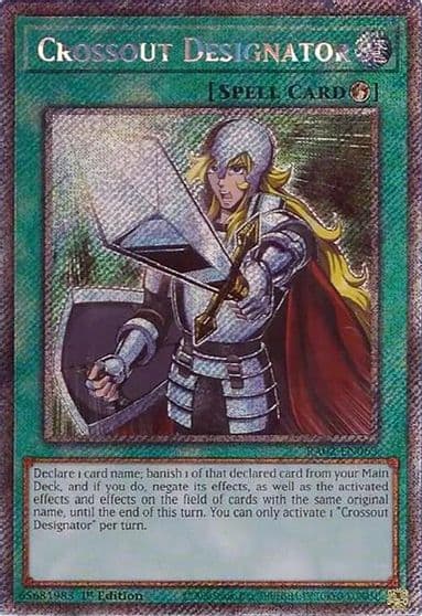 Crossout Designator Platinum Secret Rare 25th Anniversary Rarity Collection II Yu-Gi-Oh! card
