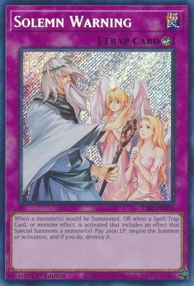 Solemn Warning Secret Rare 25th Anniversary Rarity Collection II Yu-Gi-Oh! card