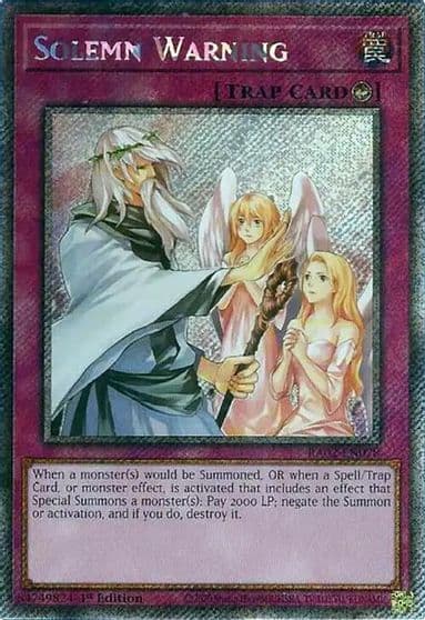 Solemn Warning Platinum Secret Rare 25th Anniversary Rarity Collection II Yu-Gi-Oh! card