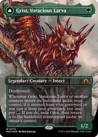 Grist Voracious Larva Borderless Textured Foil Modern Horizons 3 Magic card