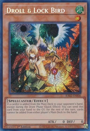 Droll and Lock Bird Secret Rare 25th Anniversary Rarity Collection II Yu-Gi-Oh! card