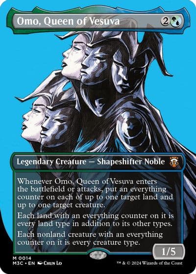Omo Queen of Vesuva Borderless Commander: Modern Horizons 3 Magic card