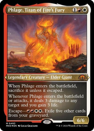 Phlage Titan of Fires Fury Foil Etched Modern Horizons 3 Magic card