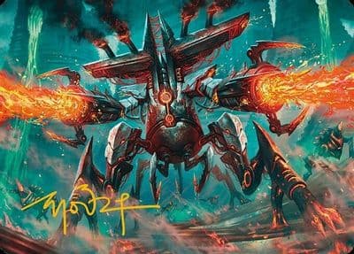 Exterminator Magmarch Art Card Gold Stamped Signature Art Series: Modern Horizons 3 Magic card