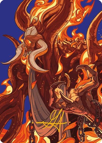 Phlage Titan of Fires Fury Art Card Gold Stamped Signature Art Series: Modern Horizons 3 Magic card