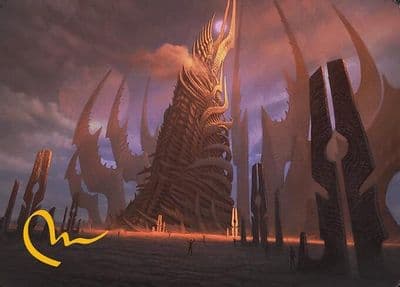 Phyrexian Tower Art Card Gold Stamped Signature Art Series: Modern Horizons 3 Magic card