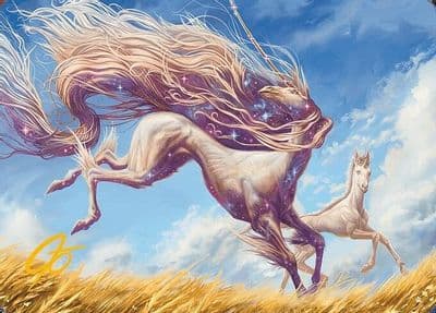 Nyxborn Unicorn Art Card Gold Stamped Signature Art Series: Modern Horizons 3 Magic card