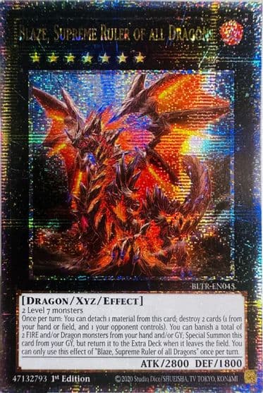 Blaze Supreme Ruler of all Dragons Quarter Century Secret Rare Battles of Legend: Terminal Revenge Yu-Gi-Oh! card