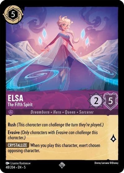 Elsa The Fifth Spirit Shimmering Skies Lorcana card