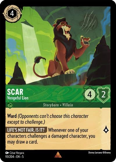 Scar Vengeful Lion Shimmering Skies Lorcana card