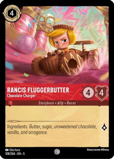 Rancis Fluggerbutter Chocolate Charger Shimmering Skies Lorcana card