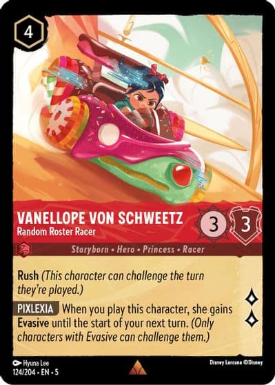 Vanellope von Schweetz Random Roster Racer Shimmering Skies Lorcana card