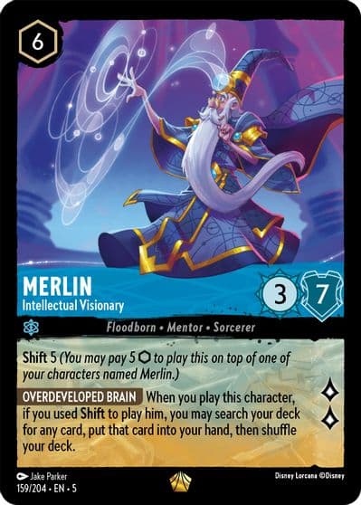 Merlin Intellectual Visionary Shimmering Skies Lorcana card