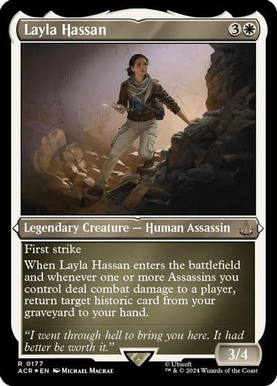 Layla Hassan Foil Etched Universes Beyond: Assassin's Creed Magic card