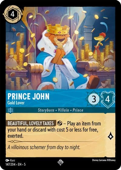 Prince John Gold Lover Shimmering Skies Lorcana card