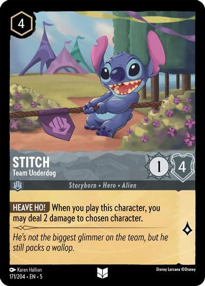 Stitch Team Underdog Shimmering Skies Lorcana card