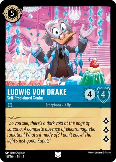 Ludwig Von Drake Self Proclaimed Genius Shimmering Skies Lorcana card