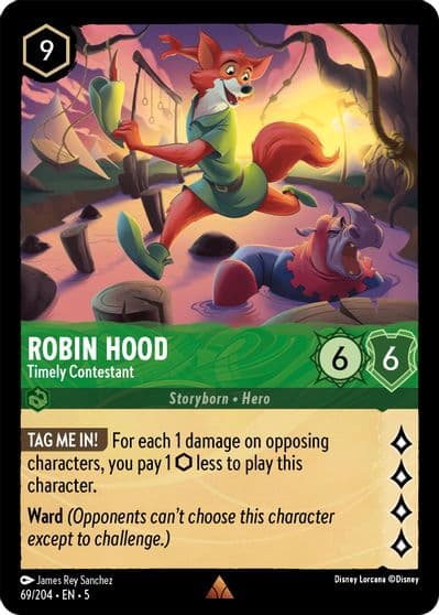 Robin Hood Timely Contestant Shimmering Skies Lorcana card