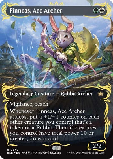 Finneas Ace Archer Borderless Raised Foil Bloomburrow Magic card
