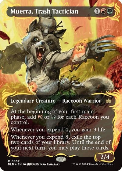 Muerra Trash Tactician Borderless Raised Foil Bloomburrow Magic card