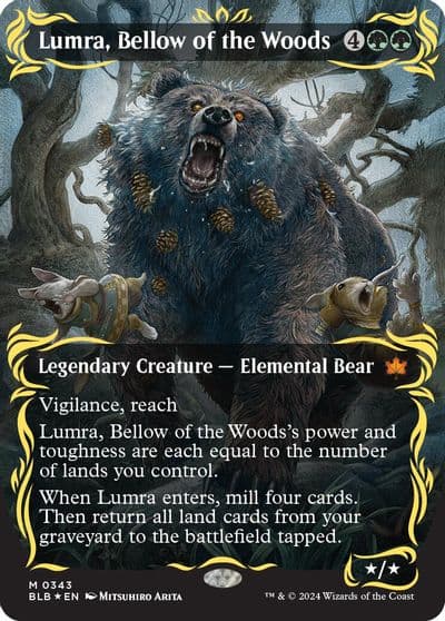 Lumra Bellow of the Woods Borderless Raised Foil Bloomburrow Magic card