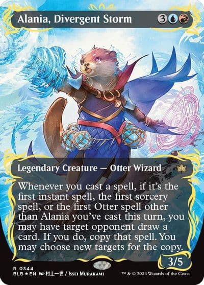 Alania Divergent Storm Borderless Raised Foil Bloomburrow Magic card