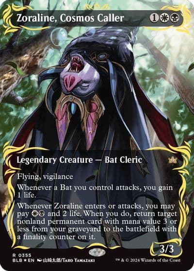 Zoraline Cosmos Caller Borderless Raised Foil Bloomburrow Magic card