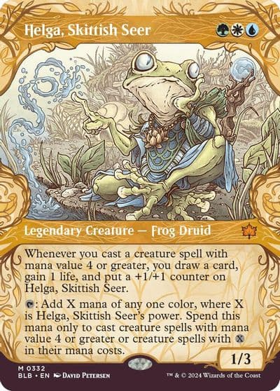 Helga Skittish Seer Showcase Bloomburrow Magic card