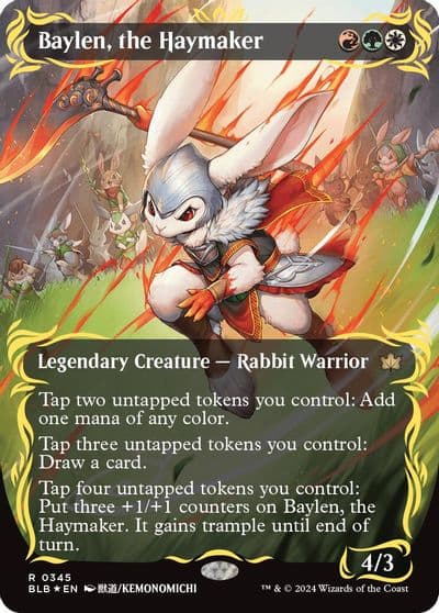Baylen the Haymaker Borderless Raised Foil Bloomburrow Magic card