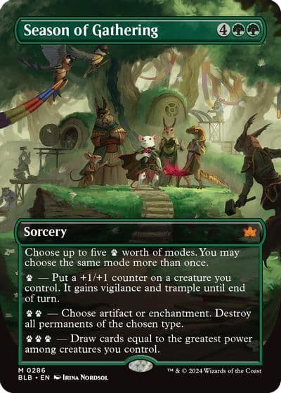 Season of Gathering Borderless Bloomburrow Magic card