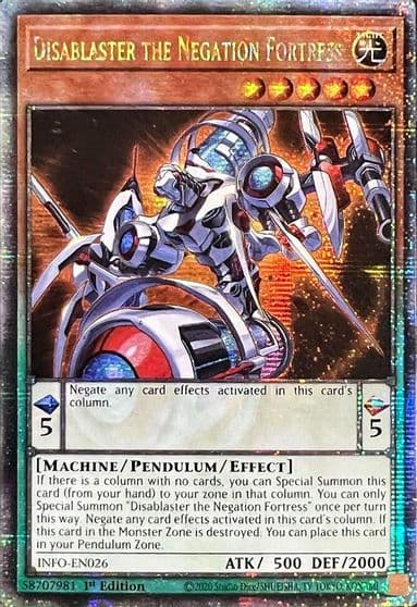 Disablaster the Negation Fortress Quarter Century Secret Rare The Infinite Forbidden Yu-Gi-Oh! card