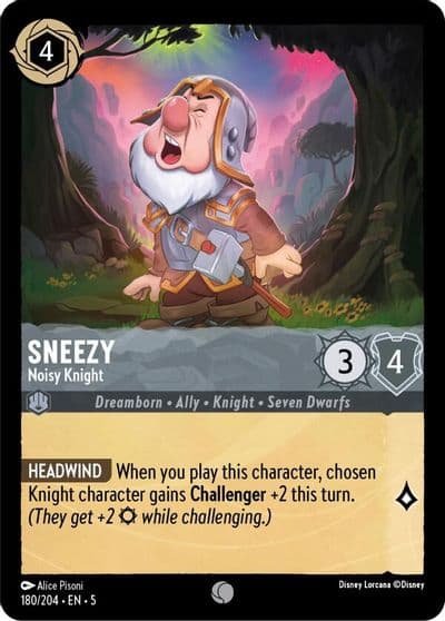 Sneezy Noisy Knight Shimmering Skies Lorcana card