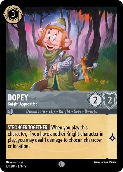 Dopey Knight Apprentice Shimmering Skies Lorcana card