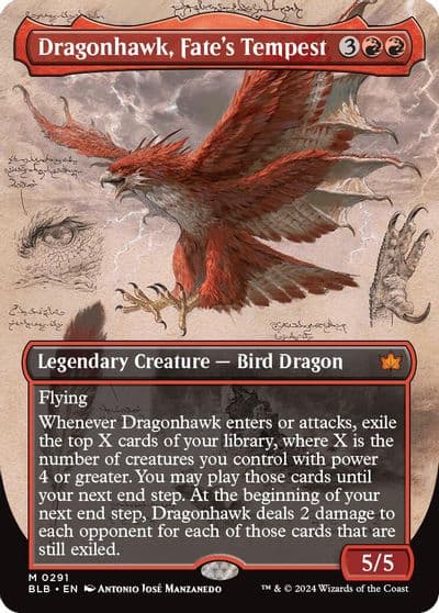 Dragonhawk Fates Tempest Borderless Bloomburrow Magic card