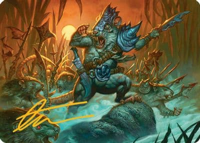 Persistent Marshstalker Art Card Gold Stamped Signature Art Series: Bloomburrow Magic card