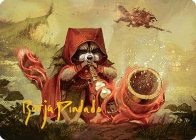 Raccoon Rallier Art Card Gold Stamped Signature Art Series: Bloomburrow Magic card
